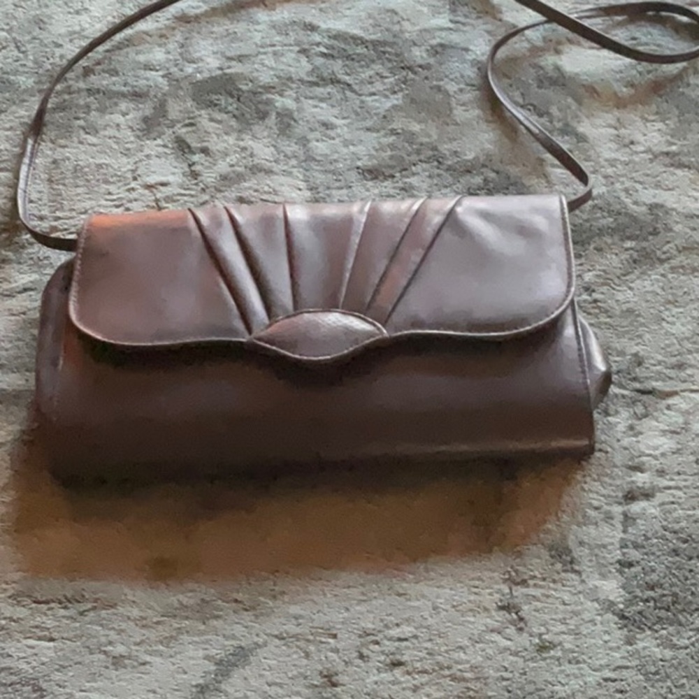 NAVY BLUE SOFT LEATHERETTE SHOULDER BAG